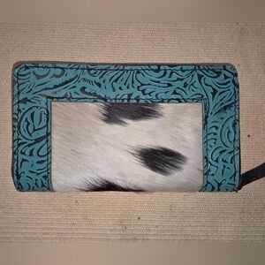 Turquoise and Cowhide Wallet